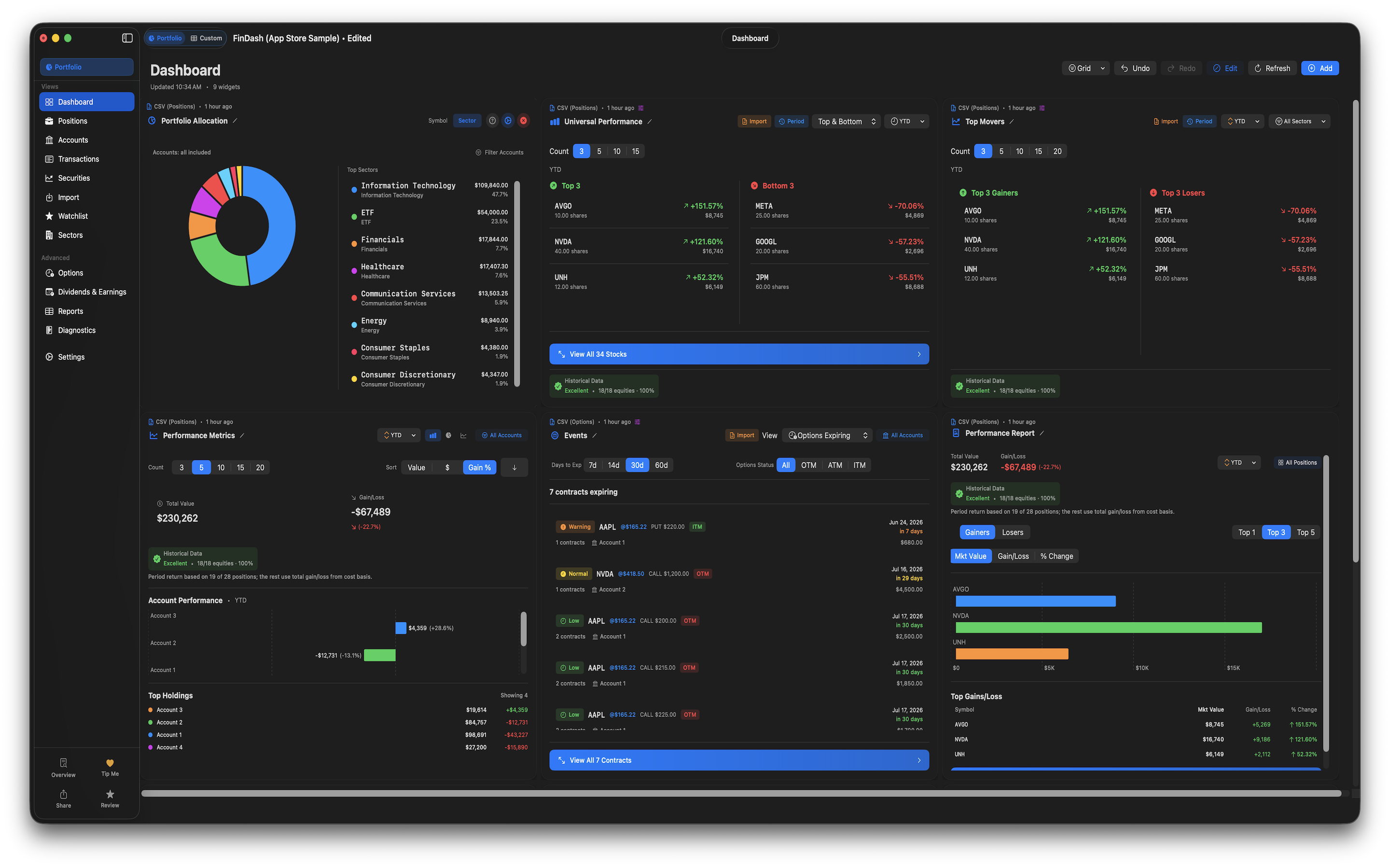 Dashwell Portfolio Creator dashboard on macOS